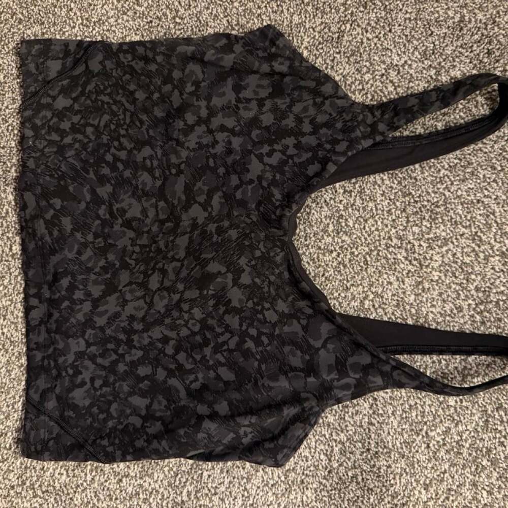 Lululemon Align Tank Size 6 Black Gray Camo Animal Print Crop Top